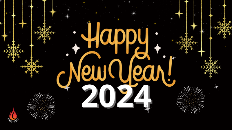 Blue, Orange, White Simple Happy New Year Facebook Event Cover